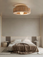 Handwoven Raffia Ceiling Lamp – Natural Straw Pendant Light for Modern Interiors