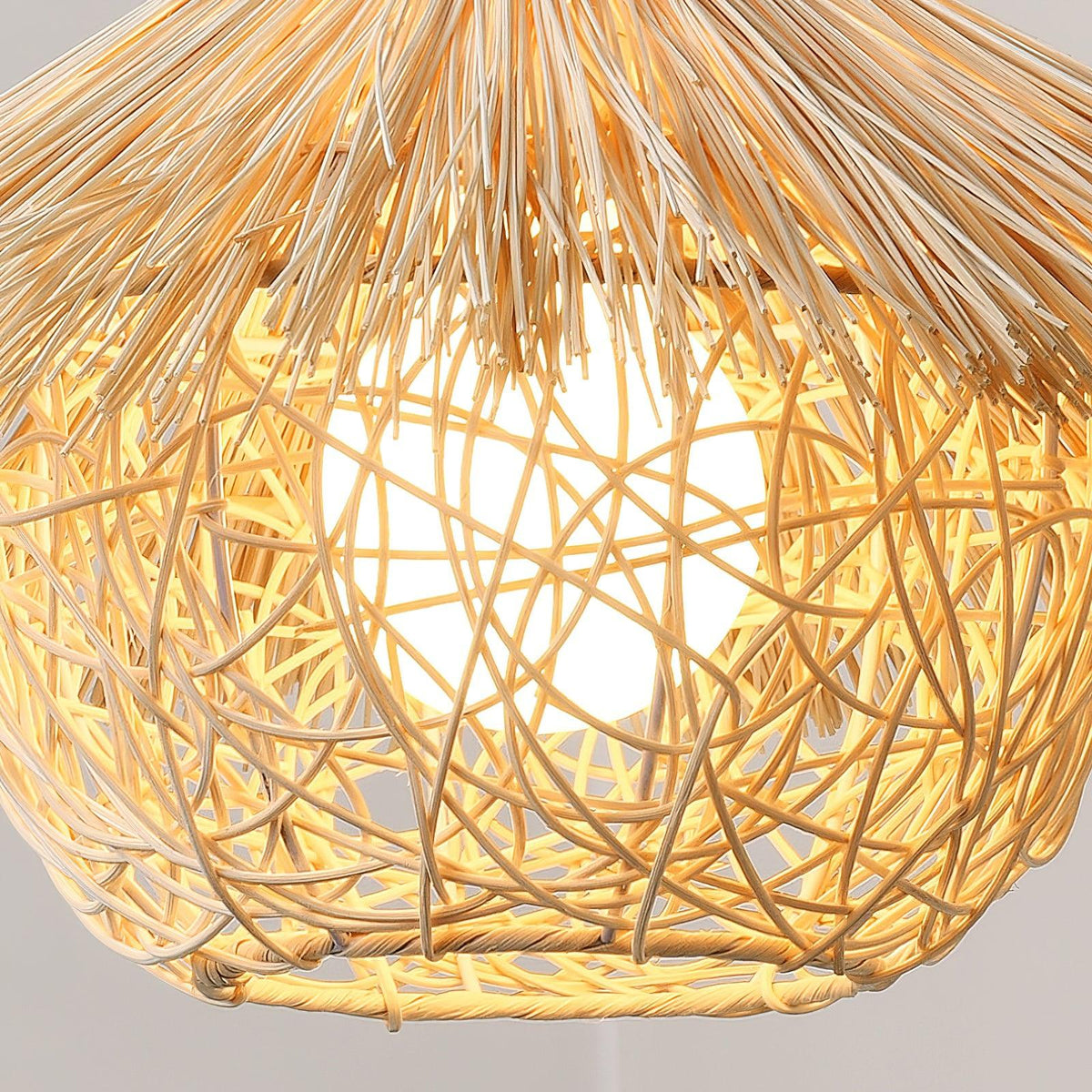 Handwoven Rattan Pendant Light with Iron Frame, Natural Straw Hat Chandelier for Modern Interiors