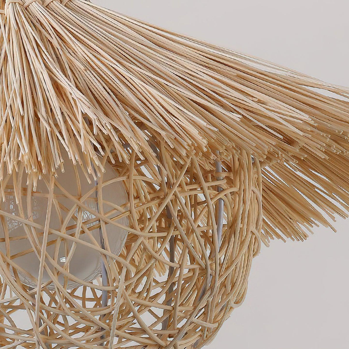 Handwoven Rattan Pendant Light with Iron Frame, Natural Straw Hat Chandelier for Modern Interiors