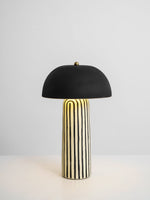 Stria Table Lamp – Hand-Painted Ceramic & Matte Black Dome Shade