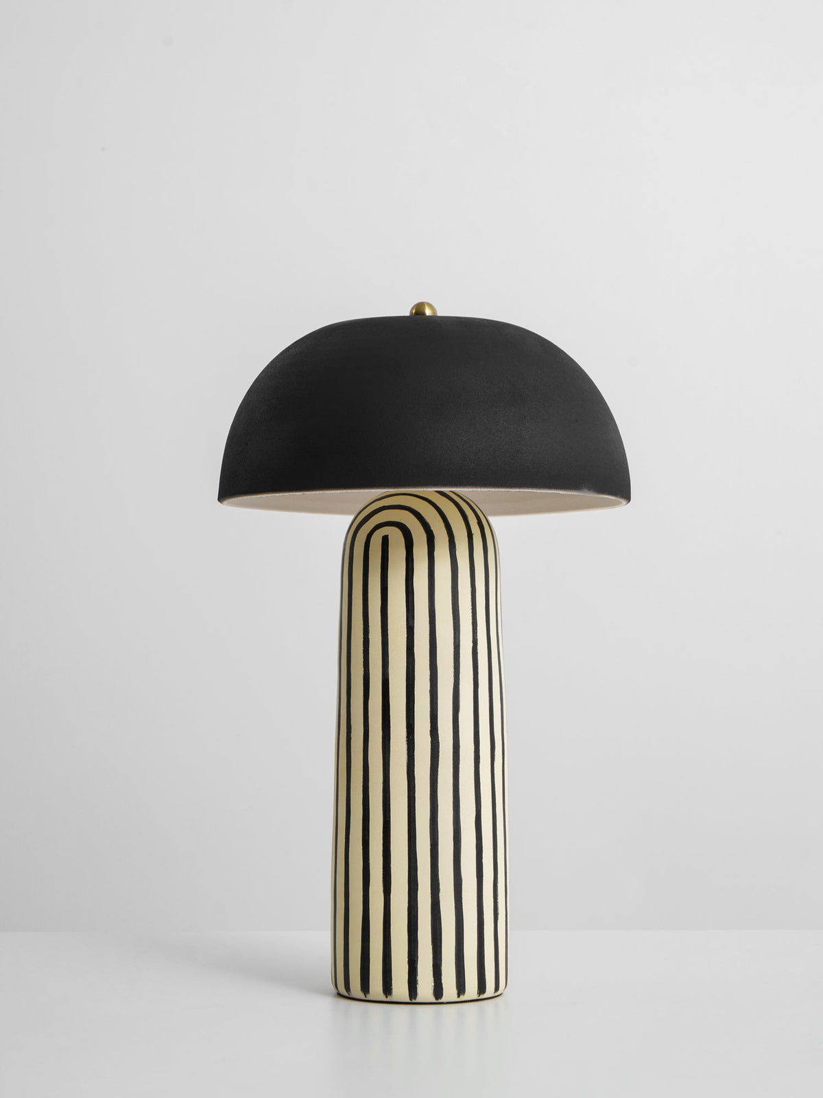 Stria Table Lamp – Hand-Painted Ceramic & Matte Black Dome Shade