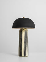 Stria Table Lamp – Hand-Painted Ceramic & Matte Black Dome Shade