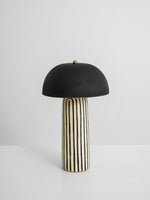 Stria Table Lamp – Hand-Painted Ceramic & Matte Black Dome Shade