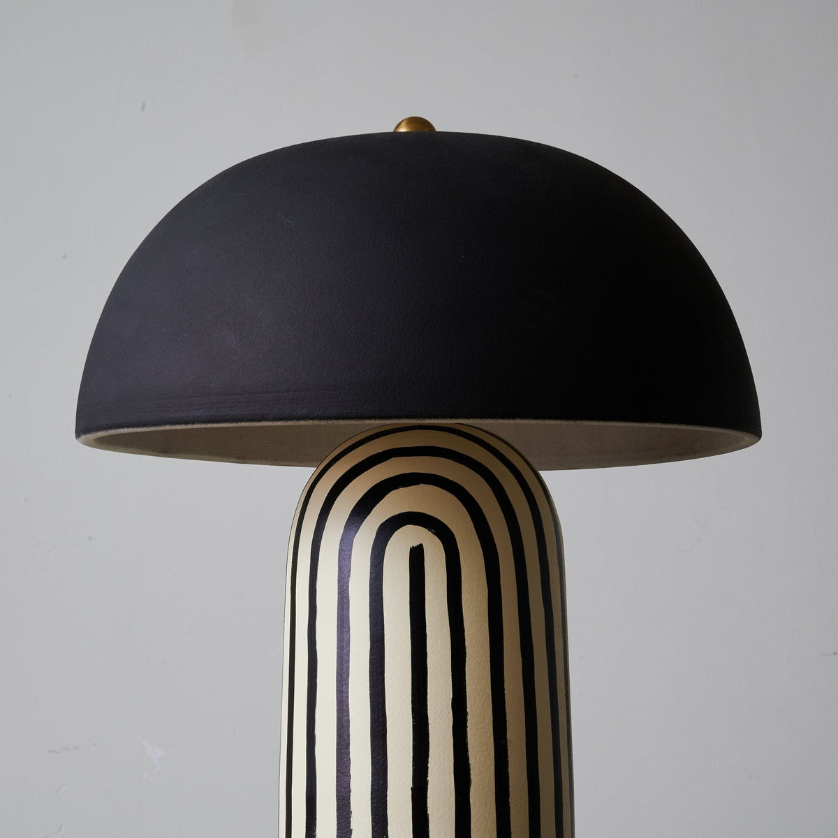 Stria Table Lamp – Hand-Painted Ceramic & Matte Black Dome Shade