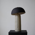Stria Table Lamp – Hand-Painted Ceramic & Matte Black Dome Shade