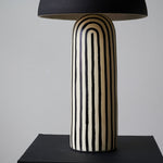 Stria Table Lamp – Hand-Painted Ceramic & Matte Black Dome Shade