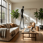 Striding Figure Sculpture – 7ft Tall Fiberglass Art for Modern Interiors