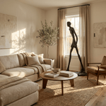 Striding Figure Sculpture – 7ft Tall Fiberglass Art for Modern Interiors