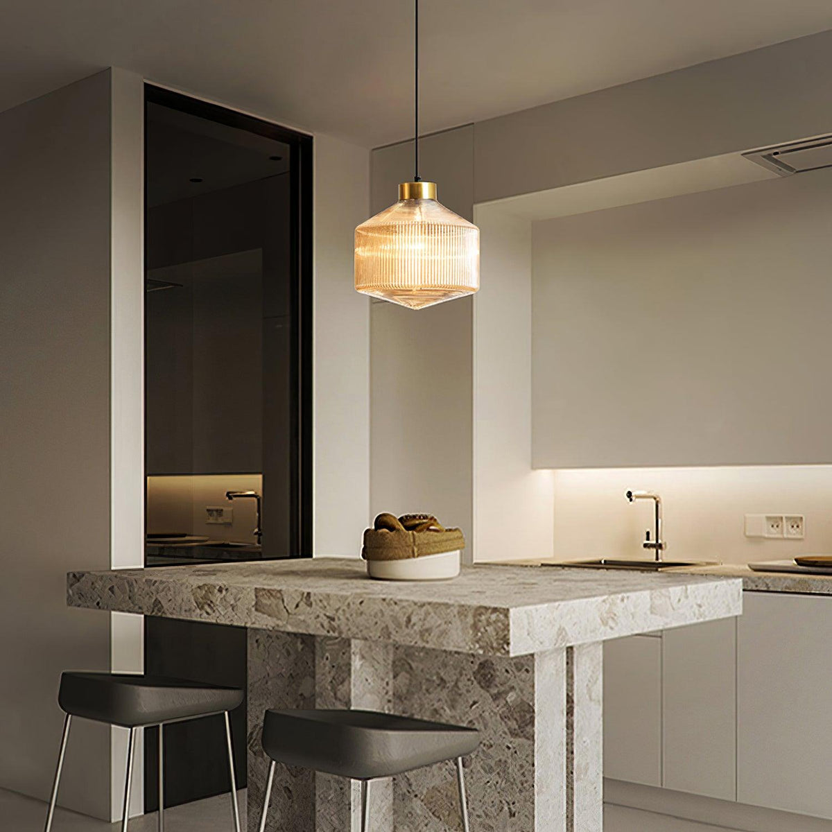 Art Glass Spinning Top Pendant Light in Gold for Dining & Living Spaces