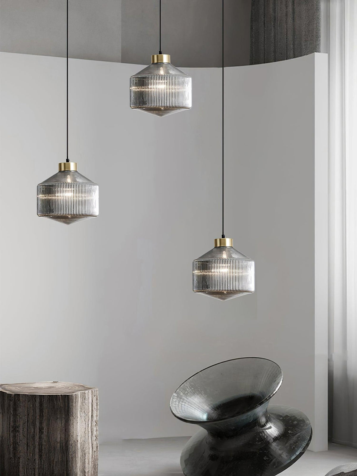 Art Glass Spinning Top Pendant Light in Gold for Dining & Living Spaces