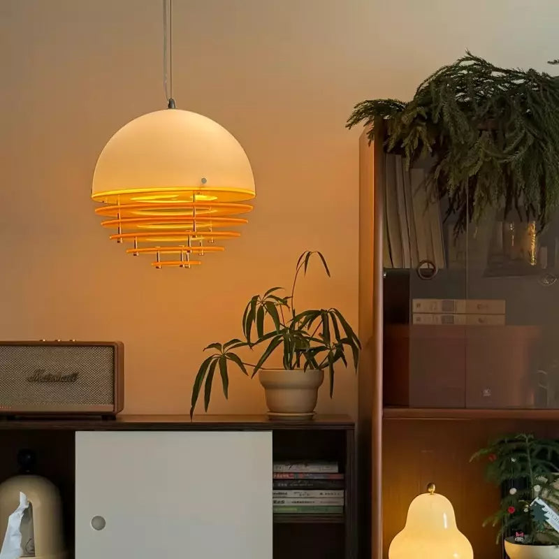 Mid Century Bauhaus Sunset Orange Pendant Lamp