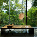 Suzhu Zen Table Lamp — Handwoven Bamboo & Marble Ambient Light
