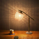 Suzhu Zen Table Lamp — Handwoven Bamboo & Marble Ambient Light