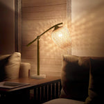 Suzhu Zen Table Lamp — Handwoven Bamboo & Marble Ambient Light