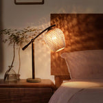 Suzhu Zen Table Lamp — Handwoven Bamboo & Marble Ambient Light