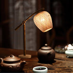 Suzhu Zen Table Lamp — Handwoven Bamboo & Marble Ambient Light