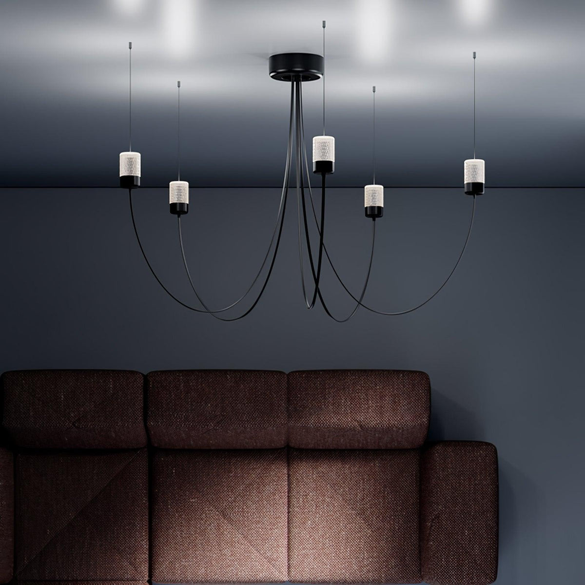 Swaying Modern Glass Pendant Chandelier for Dining Room and Living Room