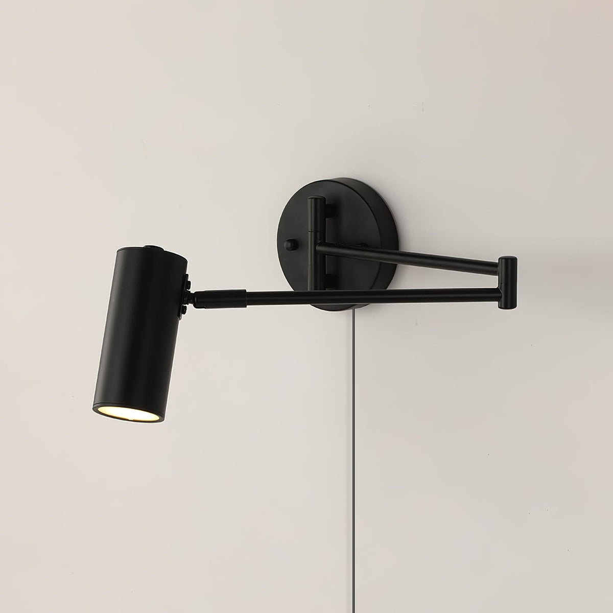 Swing Arm Plug-In Wall Sconce with Integrated LED – Modern Adjustable Reading Light