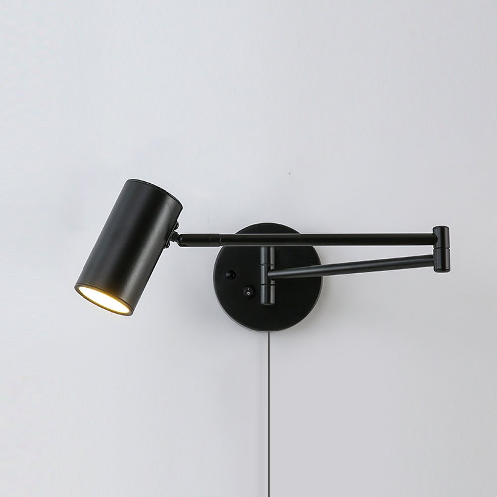Swing Arm Plug-In Wall Sconce with Integrated LED – Modern Adjustable Reading Light