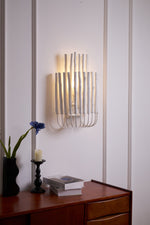 Swinton Sculptural Wooden Wall Sconce with Curved Iron Arm