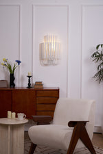 Swinton Sculptural Wooden Wall Sconce with Curved Iron Arm