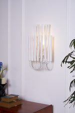 Swinton Sculptural Wooden Wall Sconce with Curved Iron Arm