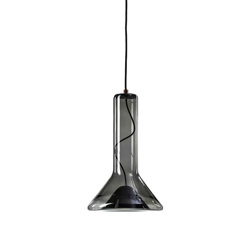 Swirl Glass Pendant Light – Modern Smoke Gray LED Chandelier for Dining Room and Entryway
