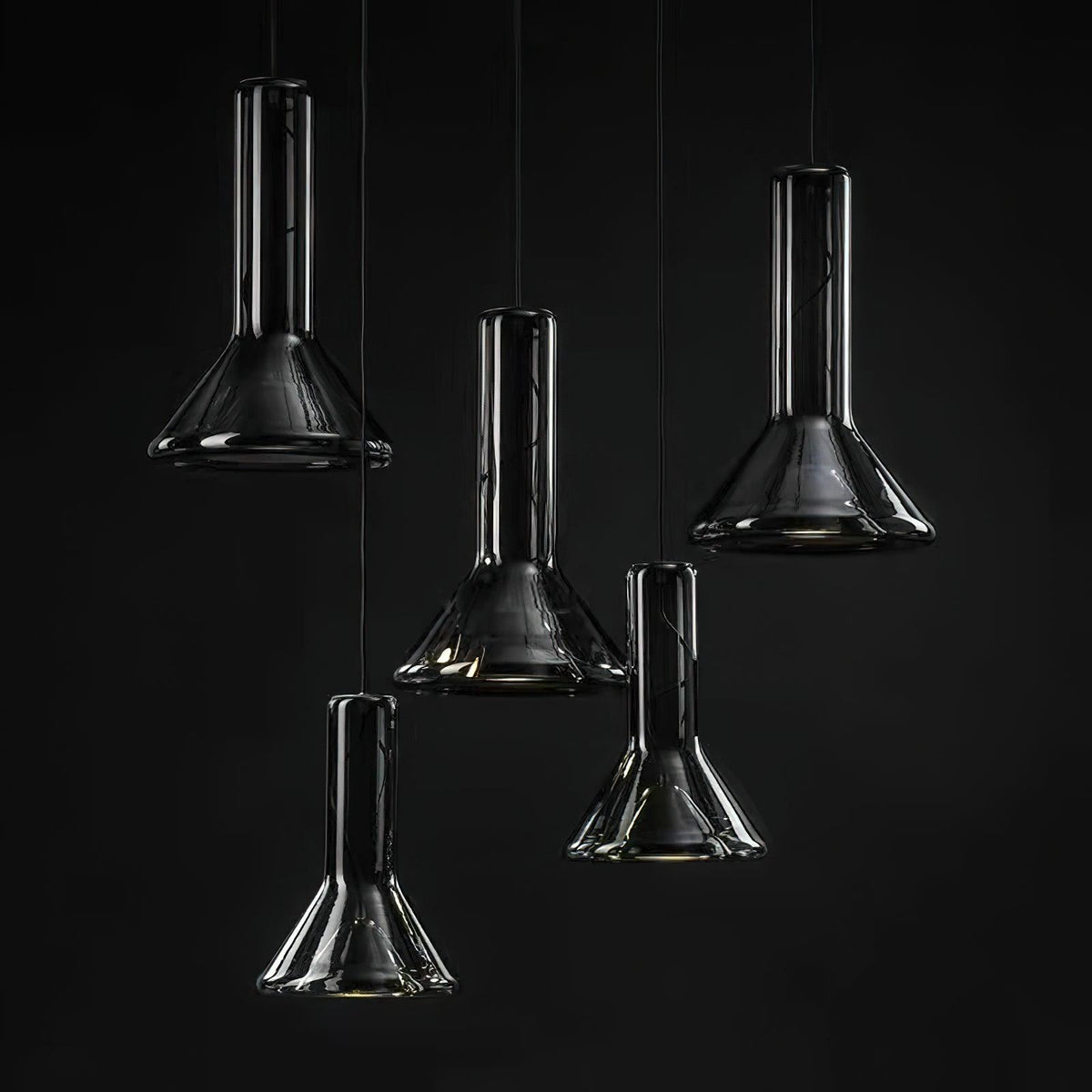 Swirl Glass Pendant Light – Modern Smoke Gray LED Chandelier for Dining Room and Entryway