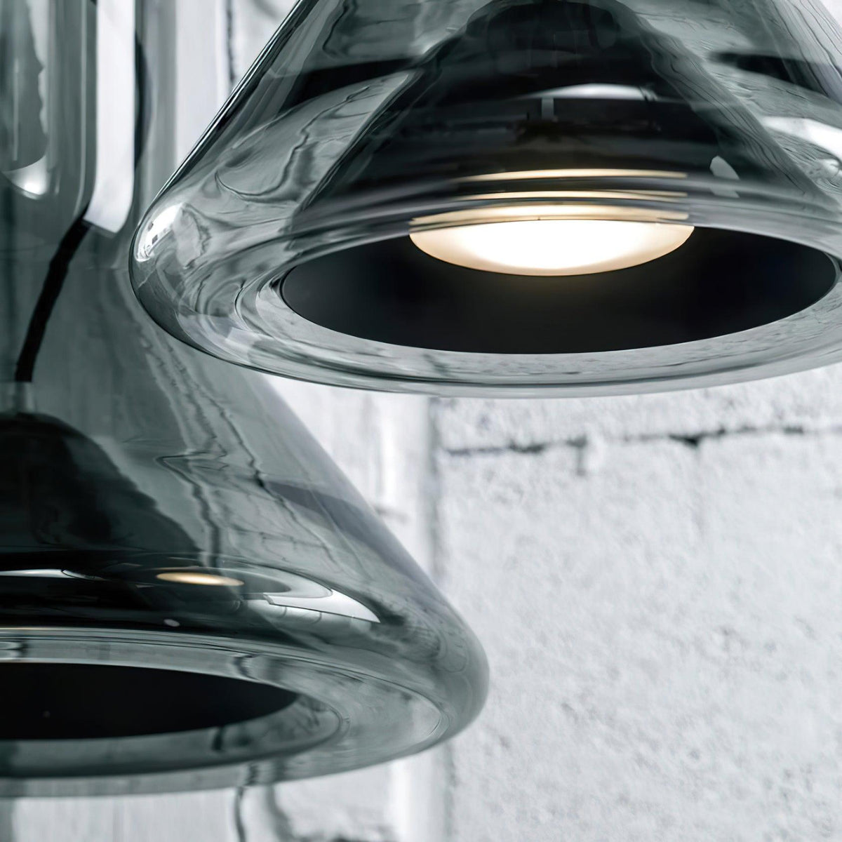 Swirl Glass Pendant Light – Modern Smoke Gray LED Chandelier for Dining Room and Entryway