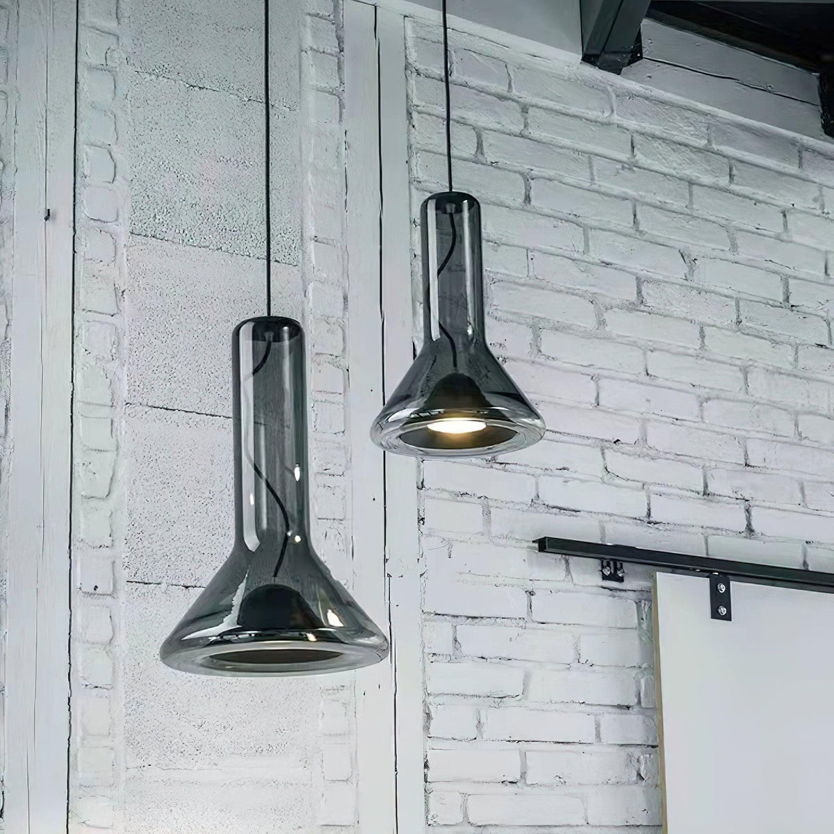 Swirl Glass Pendant Light – Modern Smoke Gray LED Chandelier for Dining Room and Entryway