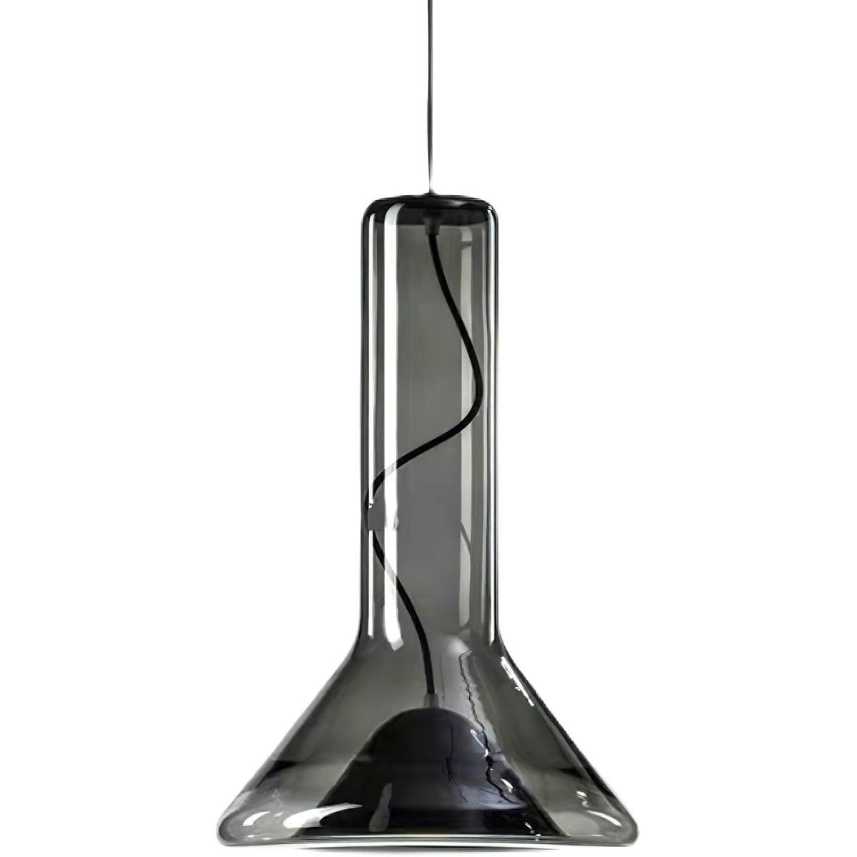 Swirl Glass Pendant Light – Modern Smoke Gray LED Chandelier for Dining Room and Entryway