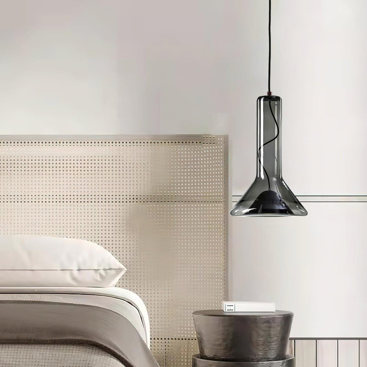 Swirl Glass Pendant Light – Modern Smoke Gray LED Chandelier for Dining Room and Entryway