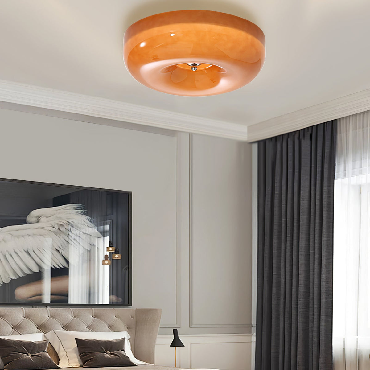 Swirl Glass Flush Mount Ceiling Light, Modern LED Semi-Flush Lamp for Living Room & Bedroom