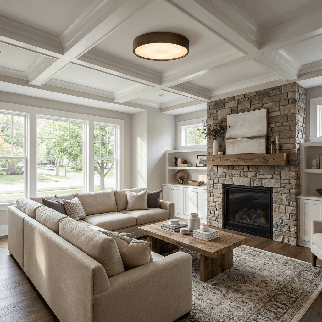 Sylva Round Wood LED Flush Mount Ceiling Light for Modern Interiors