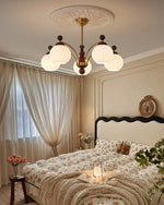 Sylvan Orb Chandelier – Modern Walnut & Glass Pendant Light