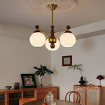 Sylvan Orb Chandelier – Modern Walnut & Glass Pendant Light