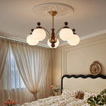 Sylvan Orb Chandelier – Modern Walnut & Glass Pendant Light