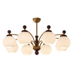 Sylvan Orb Chandelier – Modern Walnut & Glass Pendant Light