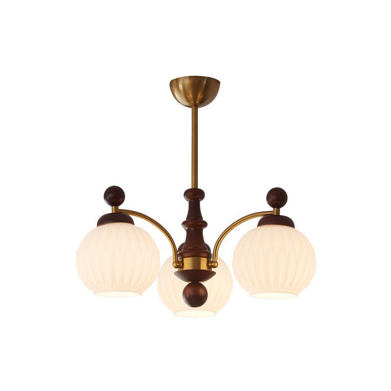 Sylvan Orb Chandelier – Modern Walnut & Glass Pendant Light