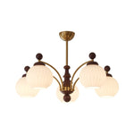 Sylvan Orb Chandelier – Modern Walnut & Glass Pendant Light