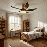 Sylvara Ceiling Fan Light with LED, Sculptural Wood Blades, Modern Indoor Fan