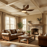 Sylvara Ceiling Fan Light with LED, Sculptural Wood Blades, Modern Indoor Fan