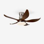 Sylvara Ceiling Fan Light with LED, Sculptural Wood Blades, Modern Indoor Fan