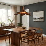 Sylvera Petal Pendant Light – Sculptural Wood-Grain LED Pendant for Dining & Living Spaces