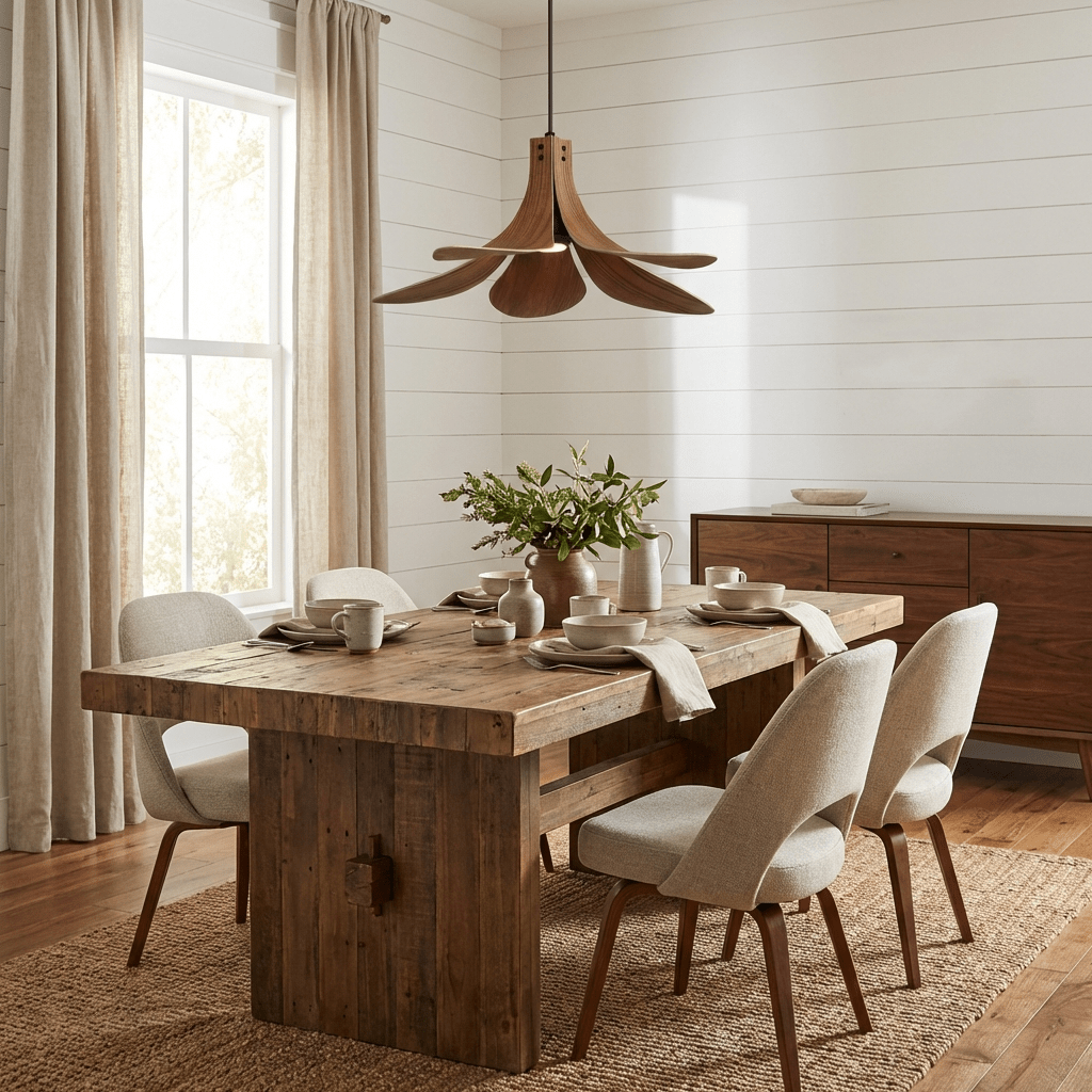 Sylvera Petal Pendant Light – Sculptural Wood-Grain LED Pendant for Dining & Living Spaces