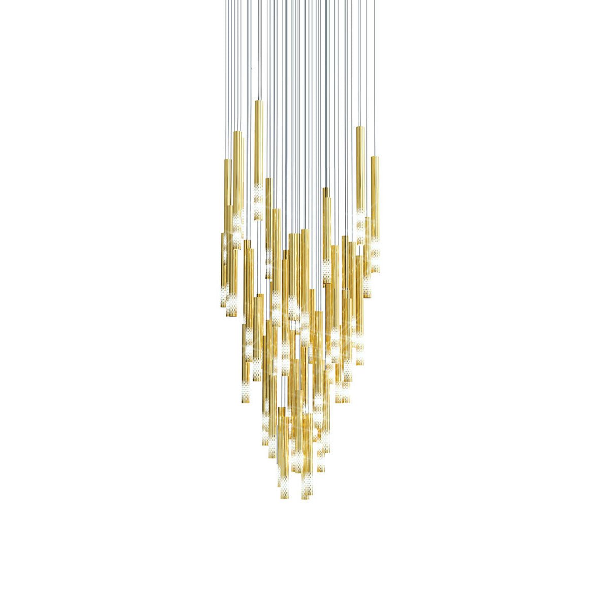 Symphony Orchestra Chandelier – Gold Nano-Coated Crystal Glass Pendant Light