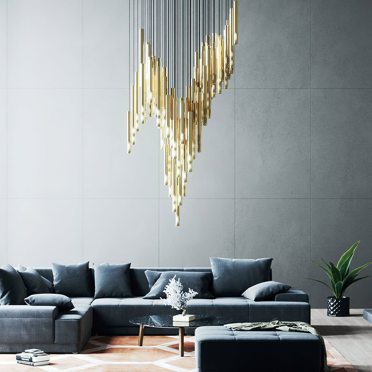 Symphony Orchestra Chandelier – Gold Nano-Coated Crystal Glass Pendant Light