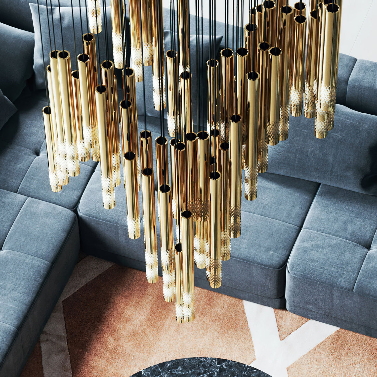 Symphony Orchestra Chandelier – Gold Nano-Coated Crystal Glass Pendant Light