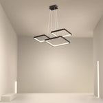 Modern LED Square Chandelier with Remote Control – Coffee Finish