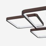Modern LED Square Chandelier with Remote Control – Coffee Finish